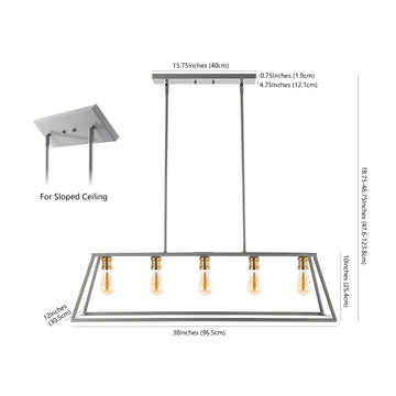 Floyd 38" Adjustable Iron Farmhouse Vintage LED Dimmable Pendant